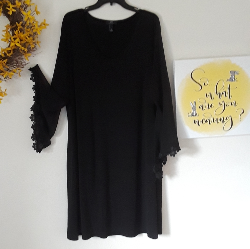 Black Dress with Sheer Bell Sleeves